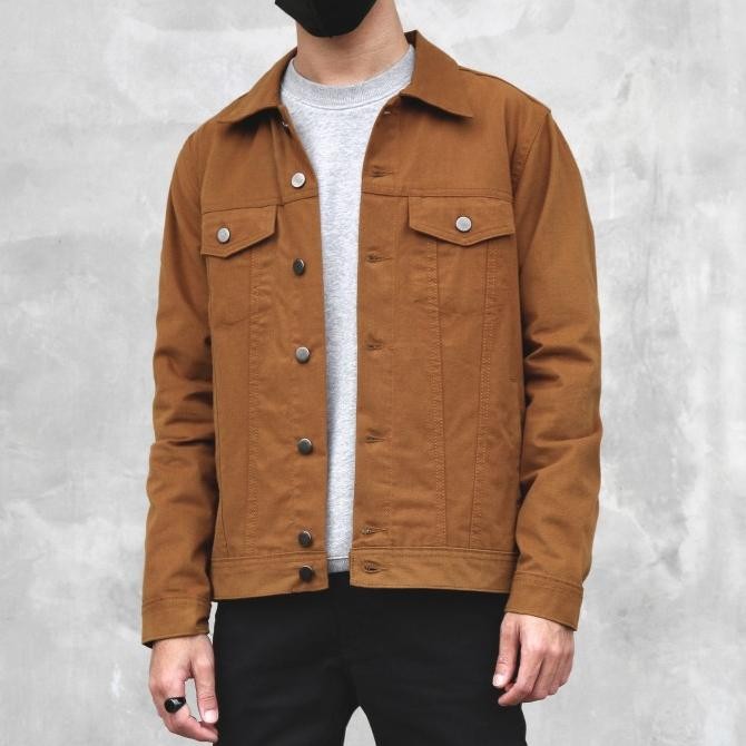 ARTHUR SUEDE TRUCKER JACKET CARAMEL BROWN STOK TERBATAS