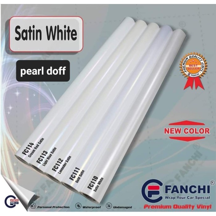 

PROMO! 152cm Sticker FANCHI Matte Pearl White Putih Satin SERIES 152cm /meter