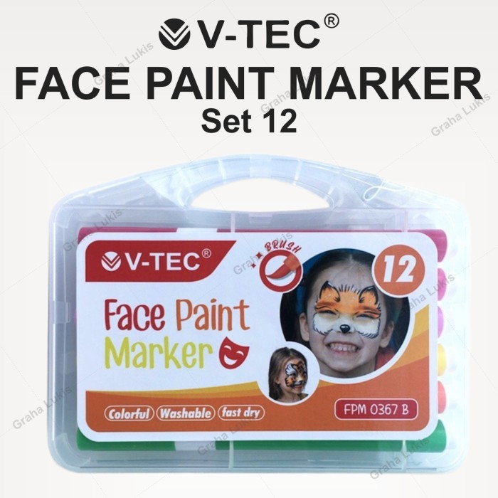 

HOT SALE V-TEC FACE PAINT MARKER SET 12 - FPM 0367 B