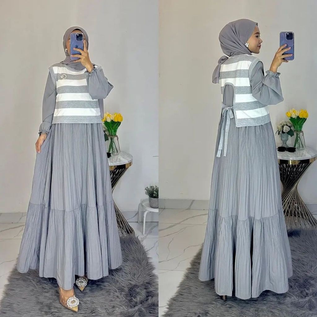Ganis Fashion Wanita Dewasa Gmis Ibuibu Pengajian Gamis Terbaru 2025 Premium Dress Wanita Muslimah S
