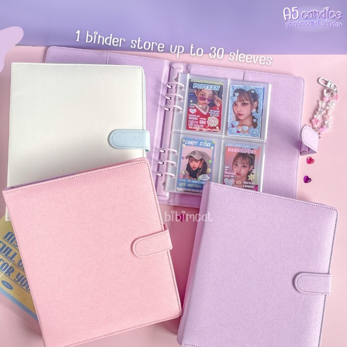 

TERBARU - (A5 Size) Candice Binder Leather A5 - Album Photocard PC Notebook Agenda Kulit