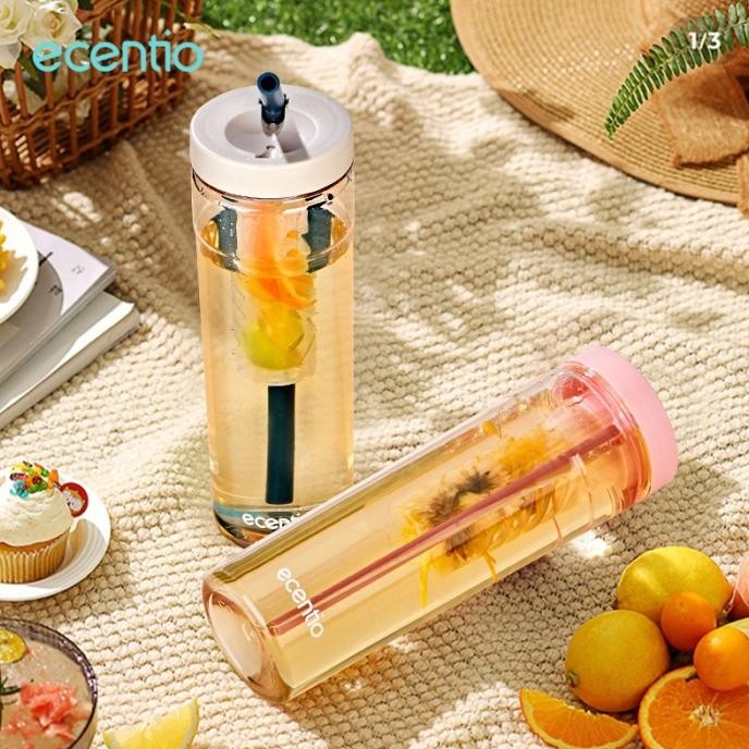 ecentio botol minum sedotan Transparan tumbler Infused free stiker