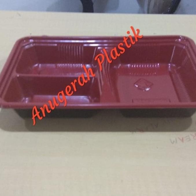 Mika Bento Sekat 3 Red Black + Tutup Merk HAYCO