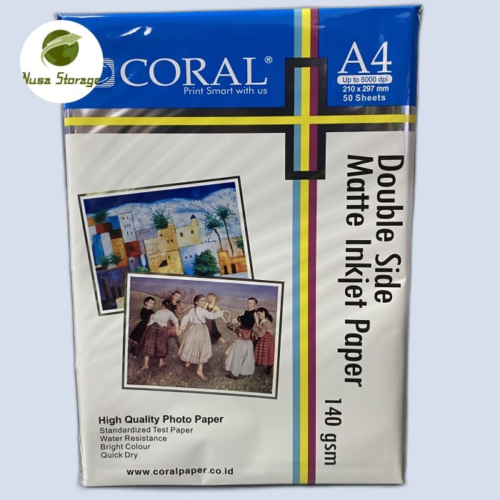 

Coral Double Side Matte Inkjet Paper A4 140 Gsm Pack 50 Sheets
