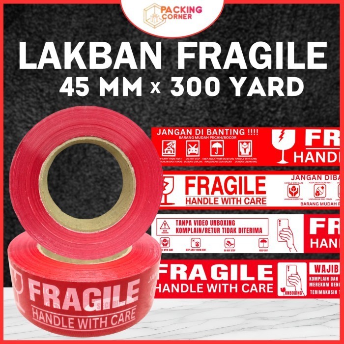 

Lakban Fragile Merah 2 Inch 300 Yard Jangan Dibanting 48 45 Mm 2" 300Y