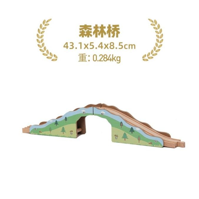 JEMBATAN TRACK REL KERETA KAYU TANJAKAN TURUNAN FLORAL AKSESORIS MAINAN KERETA API