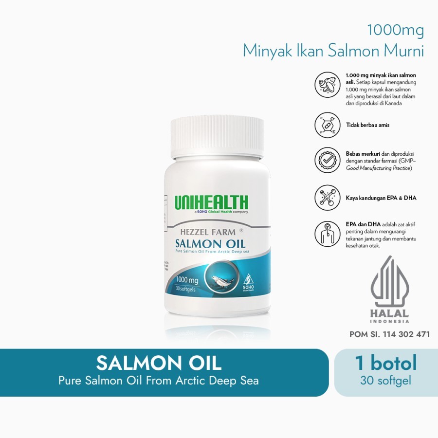 Omega3/EPA /DHA - Salmon Oil, Menurunkan Cholesterol, Unihealth, Btl 30 Softgels