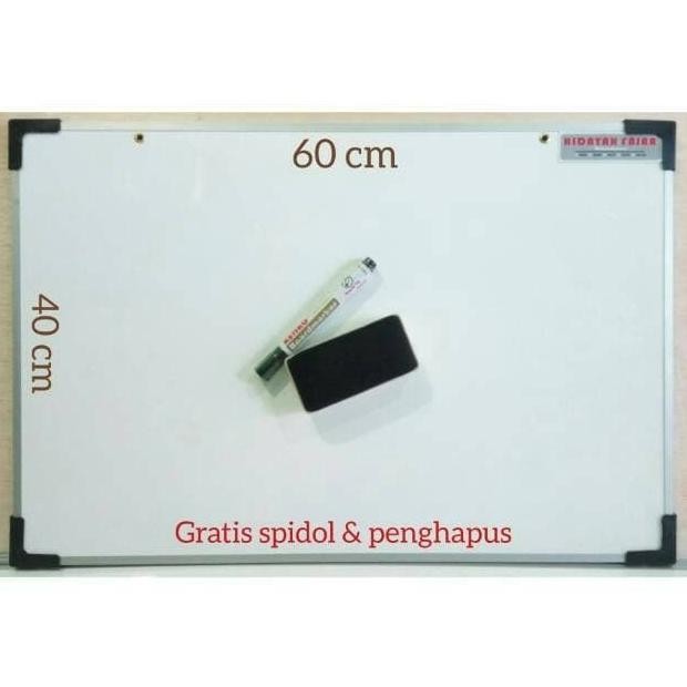 

PAPAN TULIS PUTIH/ WHITE BOARD 60X40 + SPIDOL DAN PENGHAPUS