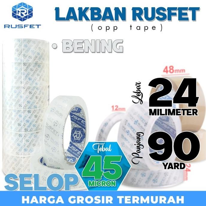 

LAKBAN ISOLASI SOLATIP 24MM X 90YARD OPP TAPE RUSFET PLAKBAN / SELOP ASLI