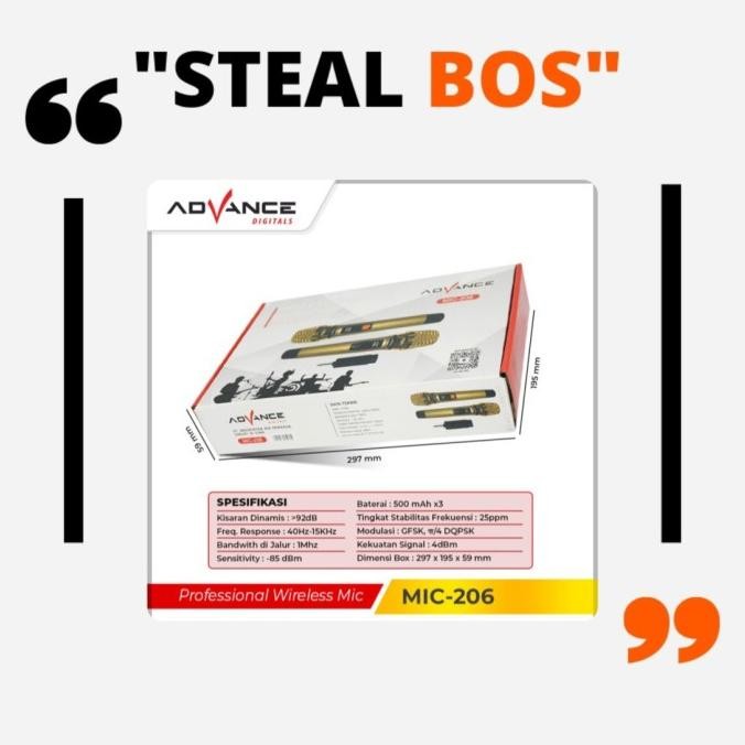 Promo Advance Mic Wireless 206 Microphone Double Wireless+Receiver Advance