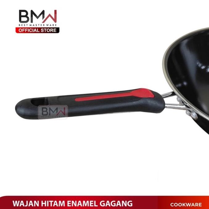 Bmw Kitchen Ware - Wajan Enamel Hitam Kuali Penggorengan Gagang Original