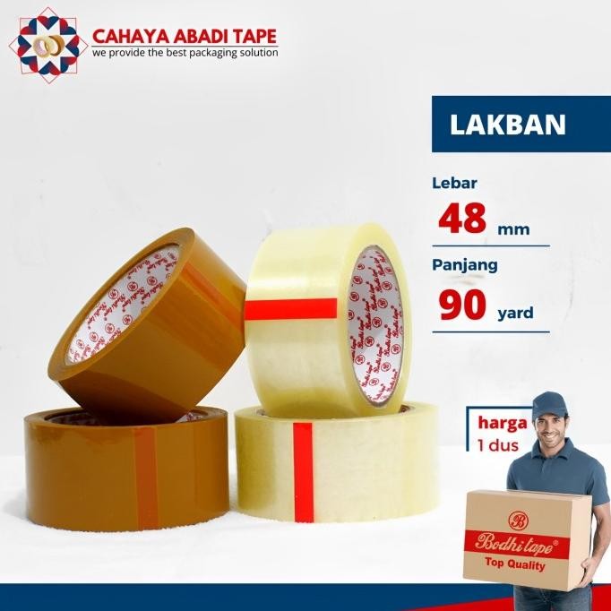 

LAKBAN BENING COKLAT BODHI 48MM X 90 YARD PER DUS ASLI
