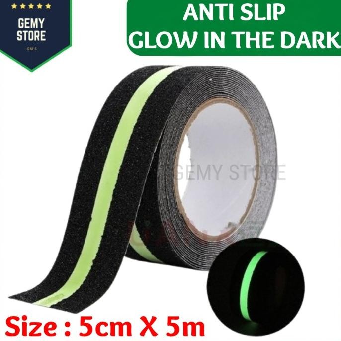 

ANTI SLIP GOLW IN THE DARK STIKER FOSFOR TAPE LAKBAN ANTI LICIN 5CM X 5METER SAFETY GRIP STRONG TRACTION 5 CM X 5 M TANGGA ASLI