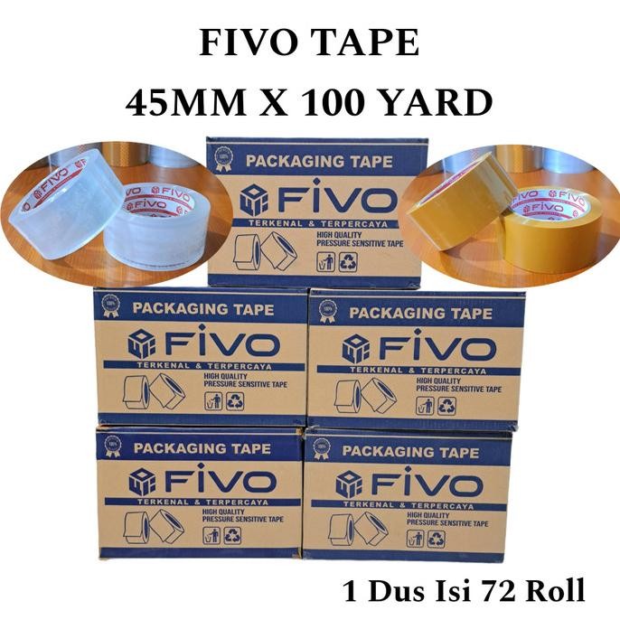 

GROSIR LAKBAN - FIVO TAPE 45MM X 100 YARD - KUALITAS PREMIUM - 72ROLL ASLI