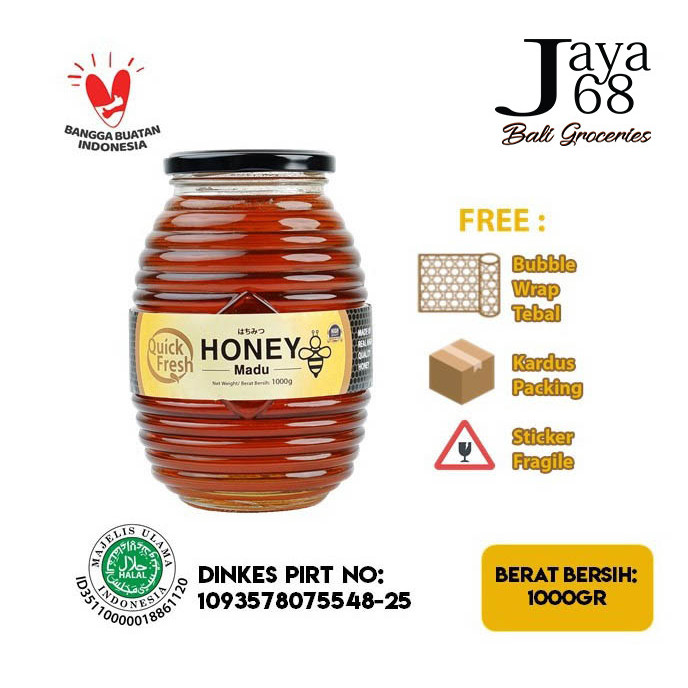 

MADU ASLI merek Quick Fresh Honey 1 kg Jar / TOPLES KACA