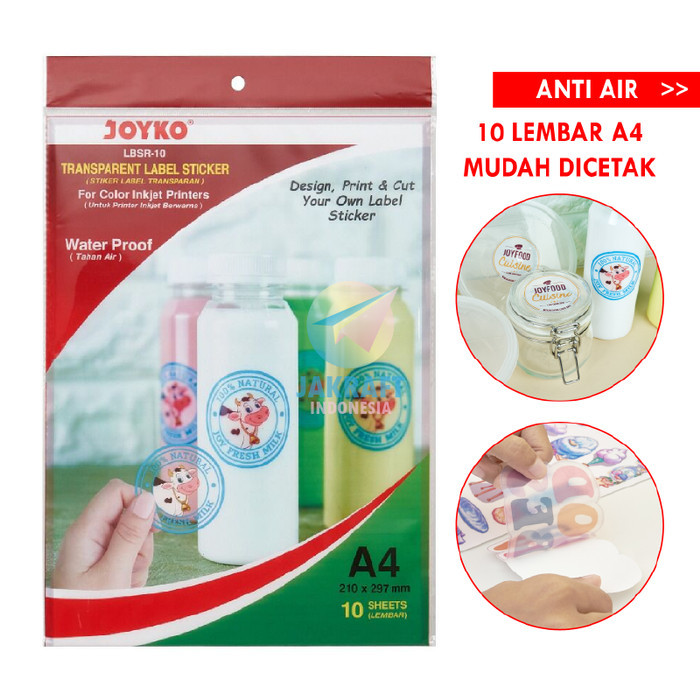 

Double Tape Kertas Stiker Transparan A4 Anti Air Joyko Lbsr-10 Transparent Sticker