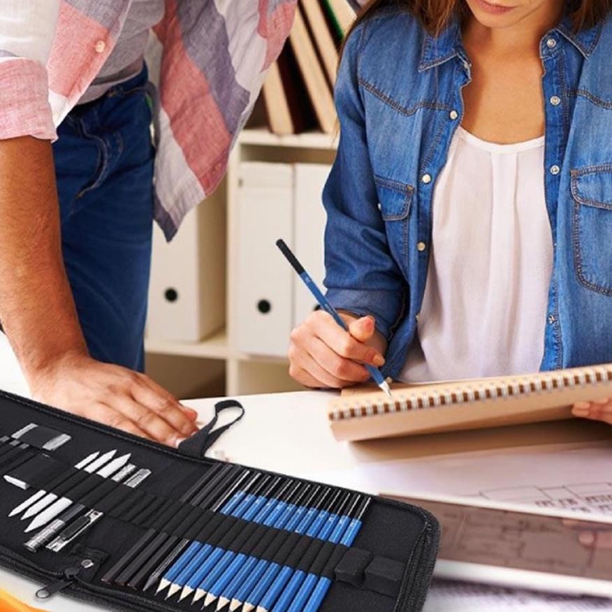 

ORIGINAL 33PCS/Set Sketch Pensil Pisau Penghapus dan Pensil Gambar untuk Keperluan Sekolah Pencil Drawing Set df-7