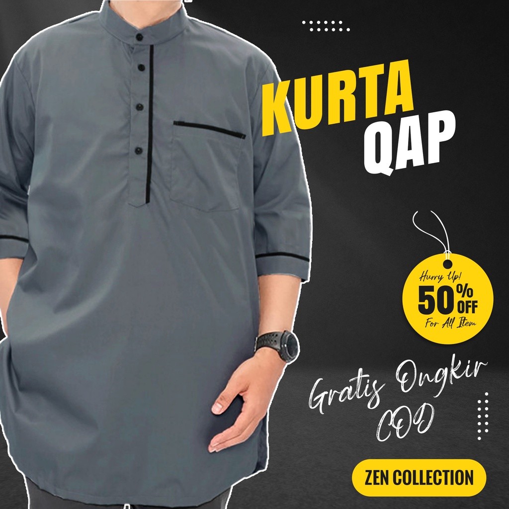 PROMO Baju Kurta Koko Bahan Katun Premium Ikhwan Pria Dewasa Polos Lengan Pendek 3/4 Pakistan AL Mia