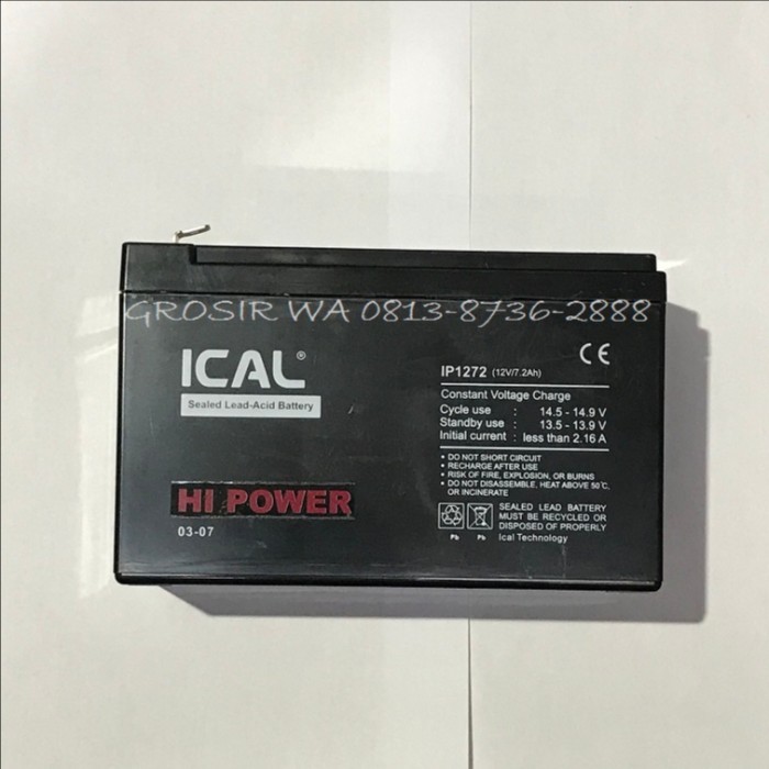 Aki Baterai Kering Ups Ica Ical 1272 Pengganti Ip1275 Ical 12V 7Ah