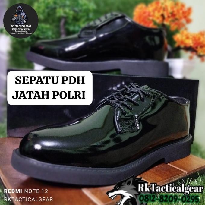 Sepatu PDH POLRI Jatah Asli Terbaru POLISI Kulit Asli Mengkilap Glossy