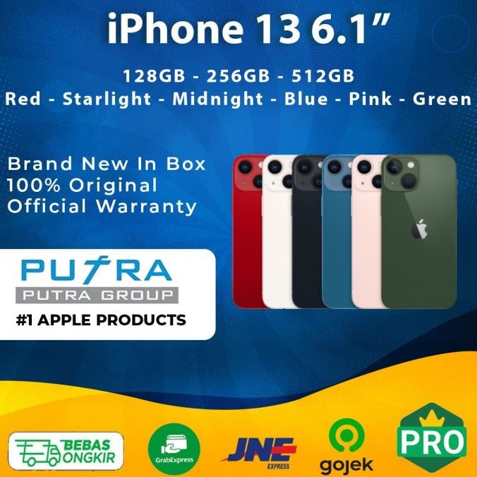 Iphone 13 128Gb 256Gb 512Gb Starlight Midnight Pink Blue Red 5G Resmi Indonesia