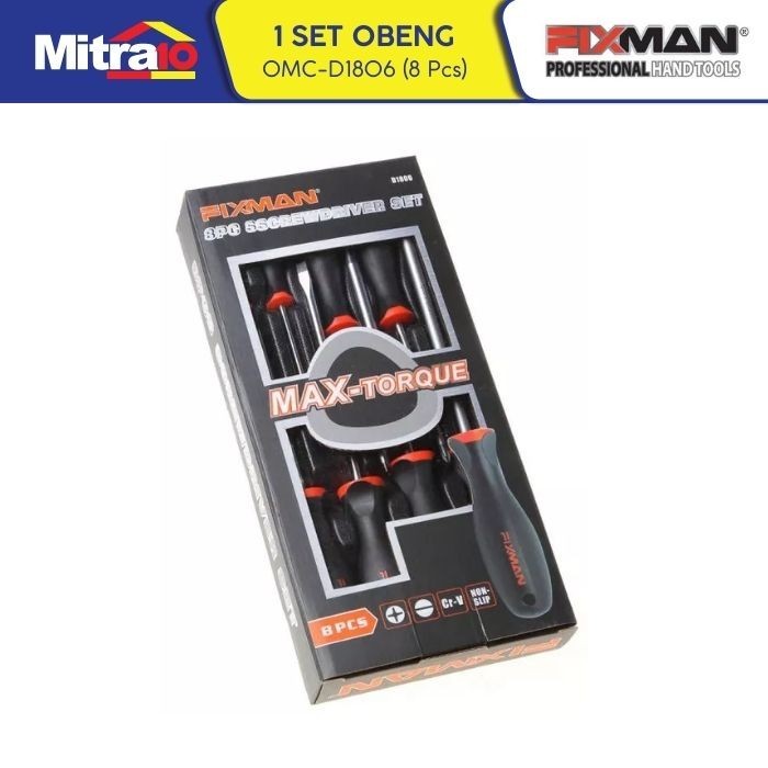 Fixman Omc-D1806 8-Pc Screwdriver Set Slotted Obeng