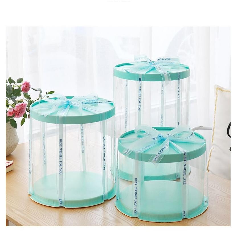 

TERMURAH Cake Box Kue Tinggi Bulat Mika Transparan Untuk Box Buket / Cake Uang, dll. Eh76