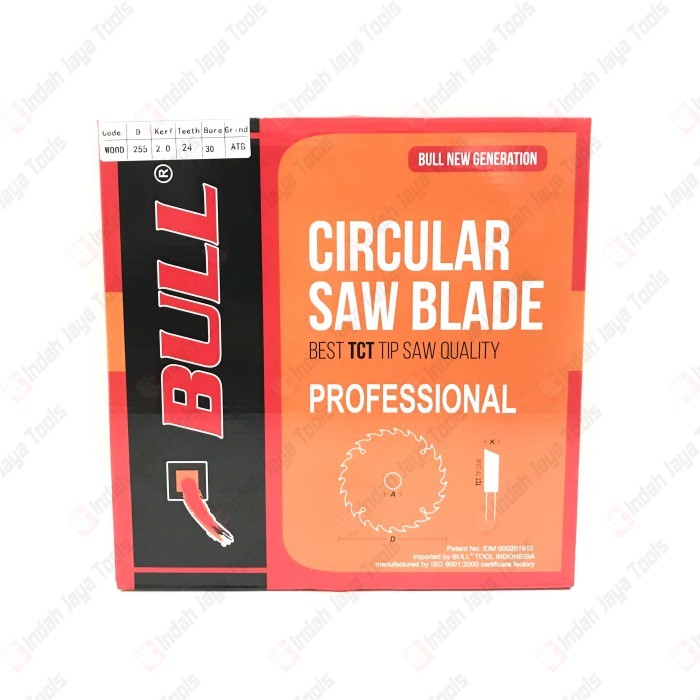 Bull Super Thin Circular Saw Blade 10 Inch 24T Mata Potong Kayu 24 T