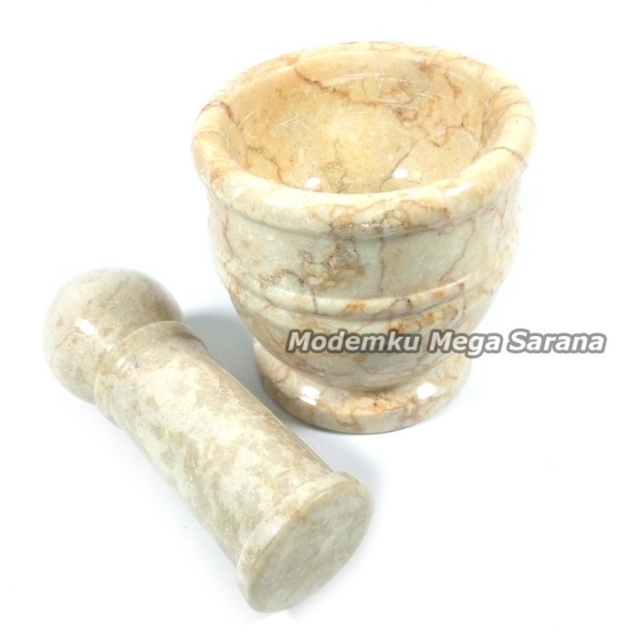 Mortar & Pestle Marmer - Alat Penumbuk Obat Lumpang Gerusan Obat