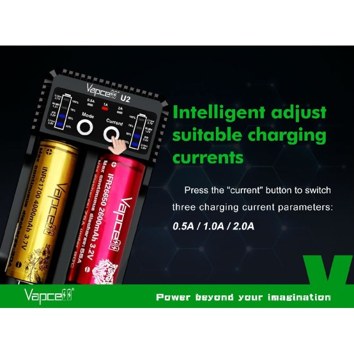 Authentic Vapcell U2 Fast Charger Battery 2A 18650 21700 Aaa Aa