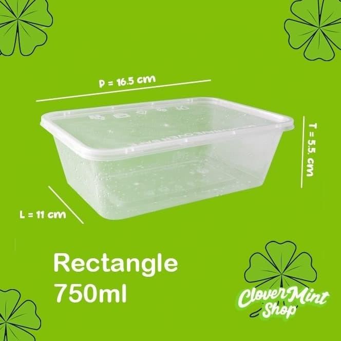 Kotak Makan Plastik 750 Ml(500Pcs)/Tempat Makanan/Thinwall/Box Plastik