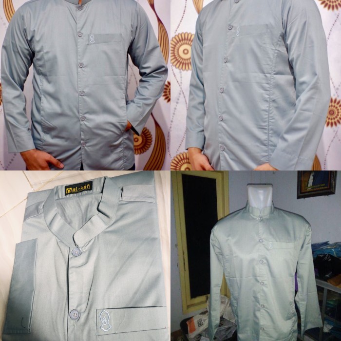 Baju Koko Al Kafi Kantong Terompah - Silver #Gratisongkir #Sale #Discount