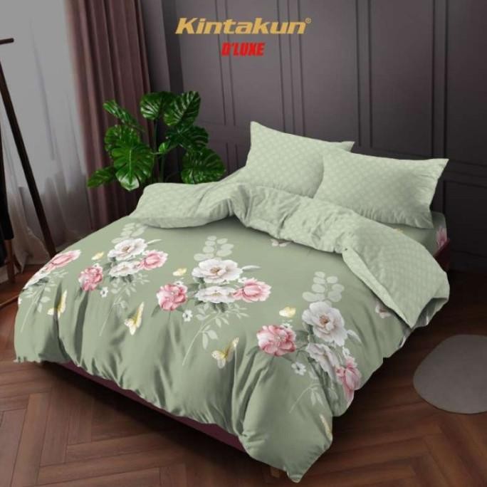 Kintakun Bedcover Set Flat 160X200 / 180X200 Damara Bunga Dluxe Hijau