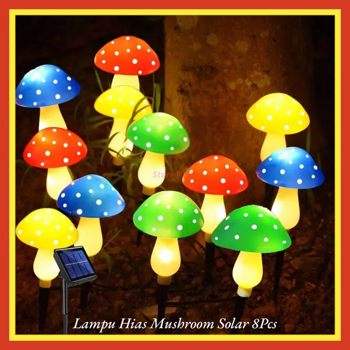 KOMPLIT Lampu Hias Taman Tenaga Surya Matahari Jamur Mushroom Solar Cell Panel Dekorasi Halaman Led