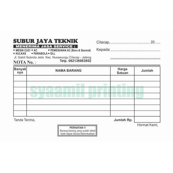 

TERBARU Buku Nota Service 2 ply NCR HOT SALE!