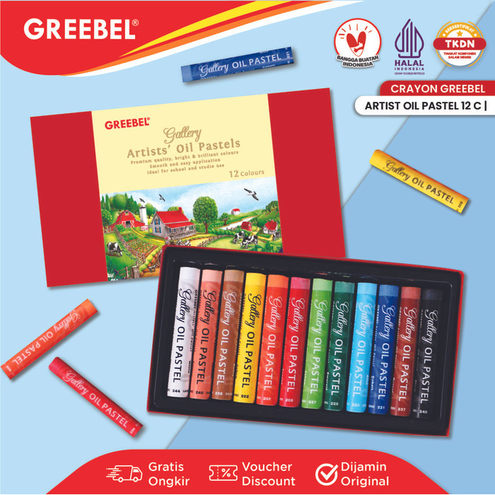 

GREEBEL Crayon Krayon ARTIST 12 Warna / ARTIST Oil Pastel 12 (AOP12) Mewarnai Professional Crayon