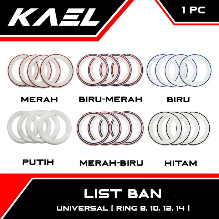 Lis Ban Model Vespa Ukuran Ring 8 10 12 14 Motor Bebek Matic Sport White Whitewall Karet List