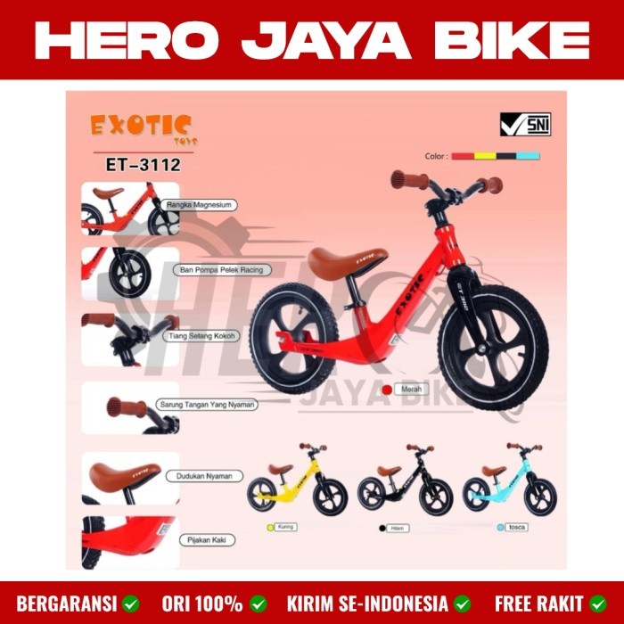 Balance Bike EXOTIC ET 3112 Ban Pompa Push Bike Sepeda Keseimbangan