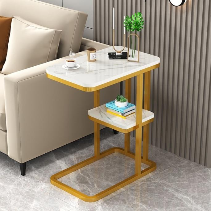 Meja Sofa Side Table Marbel European Style Double Layer