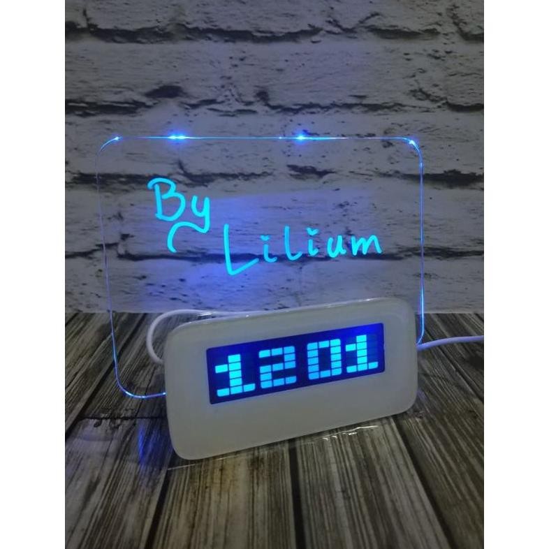 CR - Jam alarm papan tulis memo LED akrilik acrylic hadiah kado custom ultah ulang tahun anniversary