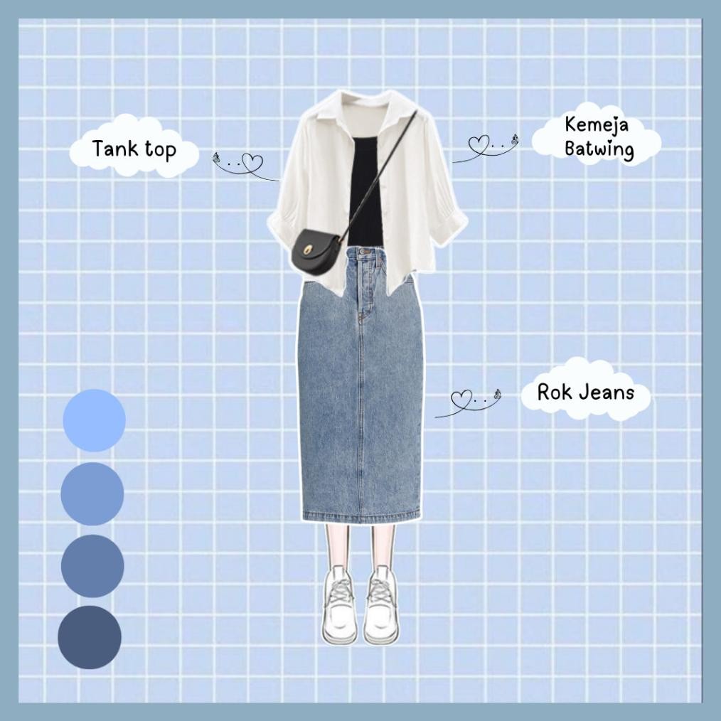 HJK dreamy Aruna 3 In 1 Set AB212 - One Set Rok Korean Style Setelan Rok Wanita Terbaru Set Korea Ou