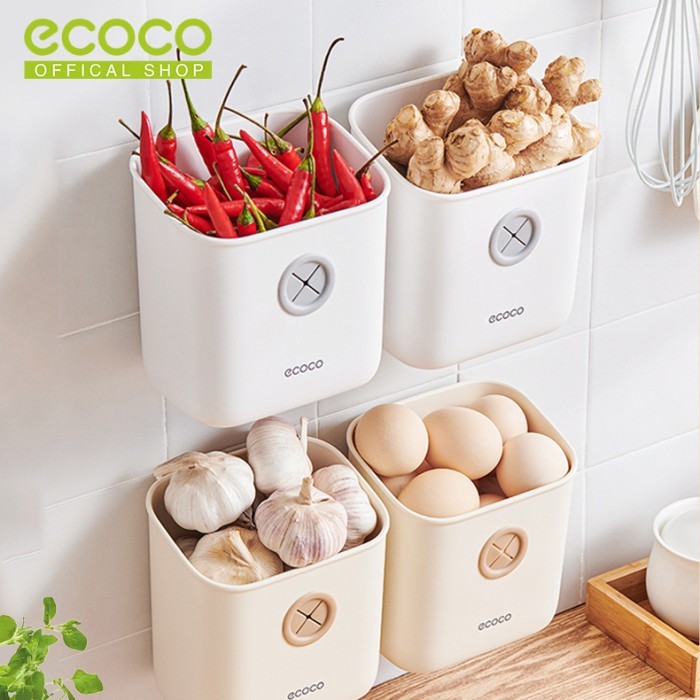 

CUCI GUDANG ECOCO Wall Storage Box - Keranjang penyimpanan bawang dapur jahe dan bawang putih rak