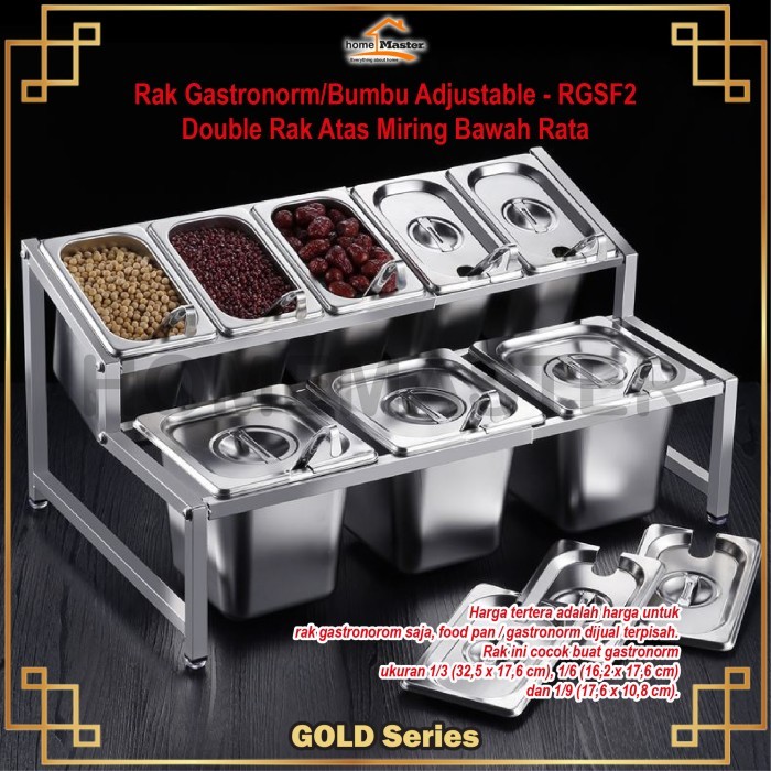 

TERJAMIN Rak Gastronorm/Food Pan Bumbu Adjustable Atas Miring Bawah Rata RGSF2