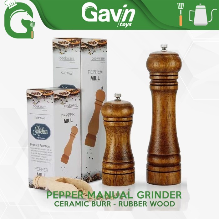 

EKSLUSIF Wooden Salt Pepper Grinder Manual Gilingan Lada Merica Pepper Mill