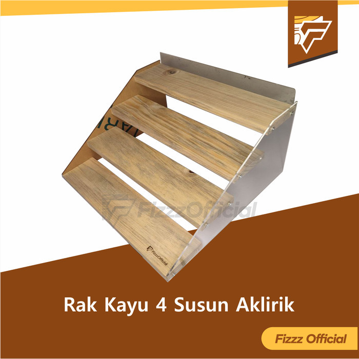 

TERMURAH Rak Kayu 4 Susun Akrilik BENING Kayu Aesthetic Tempat Penyimpanan Bumbu Dapur Display