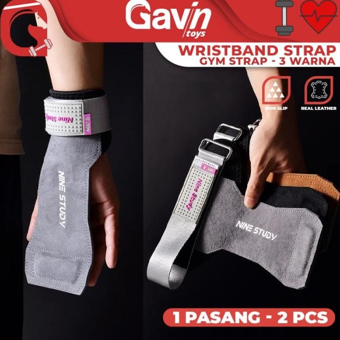Gym Strap Kulit - Gym Leather Hand Strap Anti Slip - Hand Protector Fitness - Nine Study