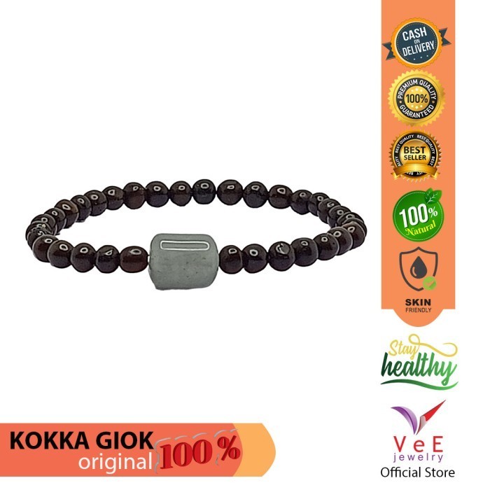 

TERMURAH Gelang Tasbih Kayu Kokka Merica Hitam Batu Giok Aventurine Jade Asli