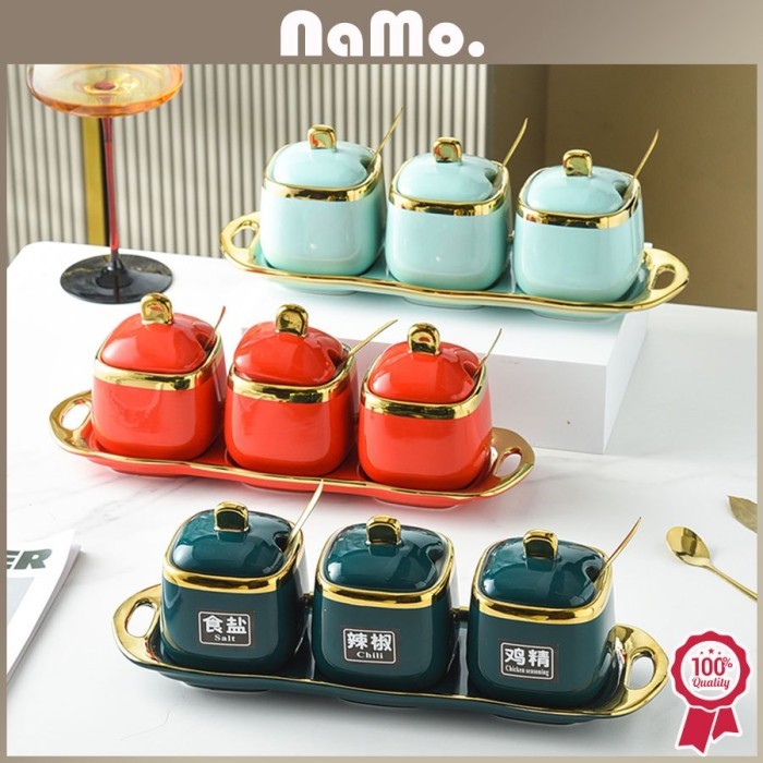

LIMITED EDITION Namo Gift- Set Seasoning set/ Tempat bumbu dapur keramik / Tempat