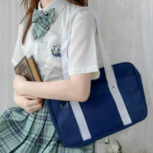tas sekolah jepang japan school bag navy blue cosplay tas bahu jinjing