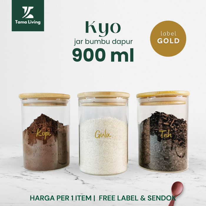 

MURAH TAMAKYO Jar Bumbu Dapur Gula Kopi Teh 900ml [Label Gold] Jar Bumbu Dapur Murah Toples Bumbu